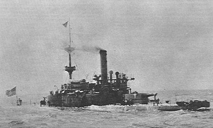 USS Monadnock crossing the Pacific in 1898.